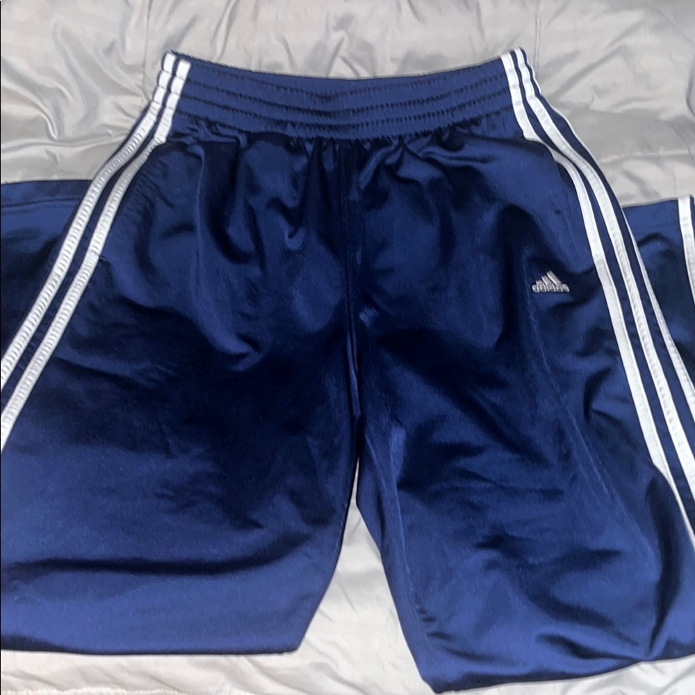 2002 Men’s Adidas 3 Stripe Track Pants - Navy & White - Medium